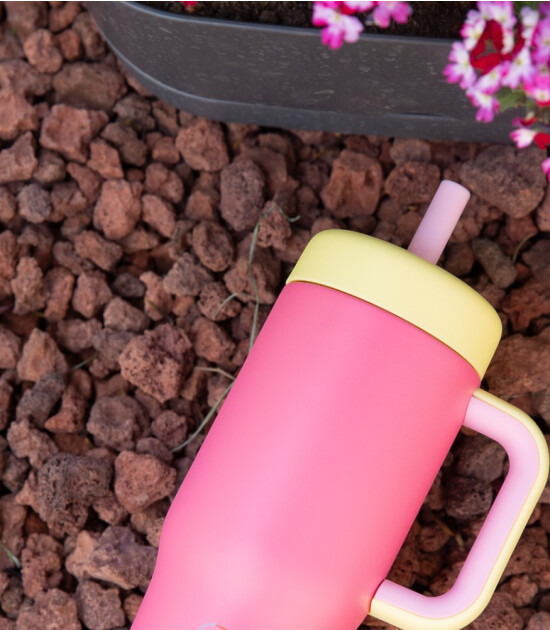 Sipnjoy HandleHug Tumbler Termos Pipetli Suluk (550 ml) // Pembe