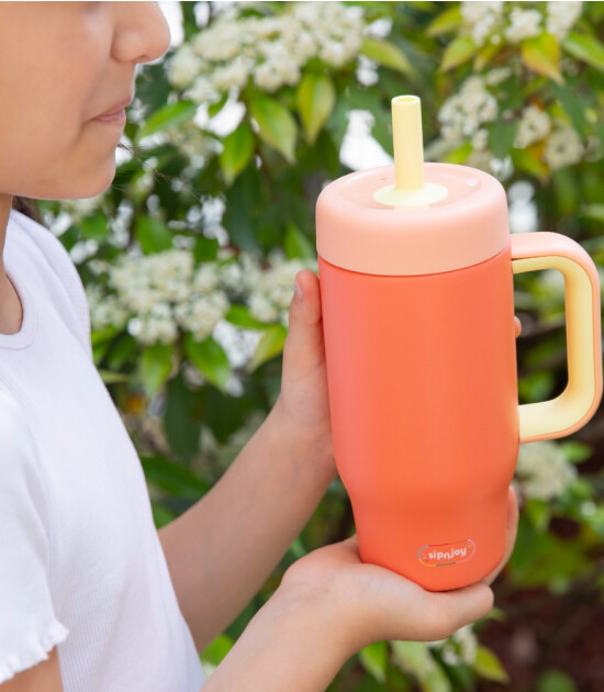 Sipnjoy HandleHug Tumbler Termos Pipetli Suluk (550 ml) // Turuncu
