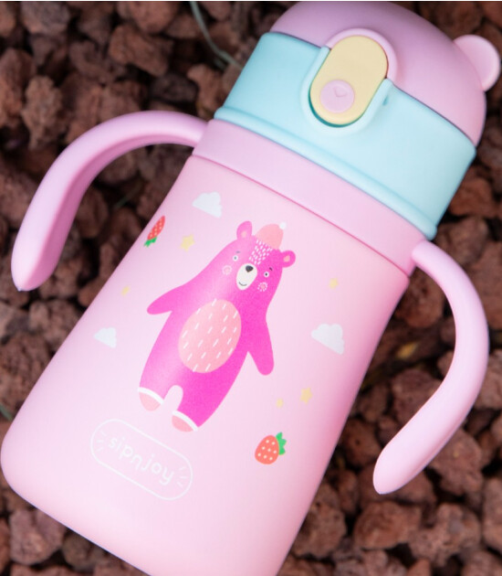 Sipnjoy SippyPals &Ccedil;ocuk Su Termosu (360 ml) // Pembe