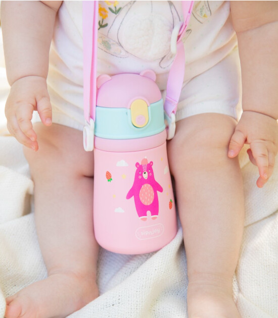 Sipnjoy SippyPals &Ccedil;ocuk Su Termosu (360 ml) // Pembe