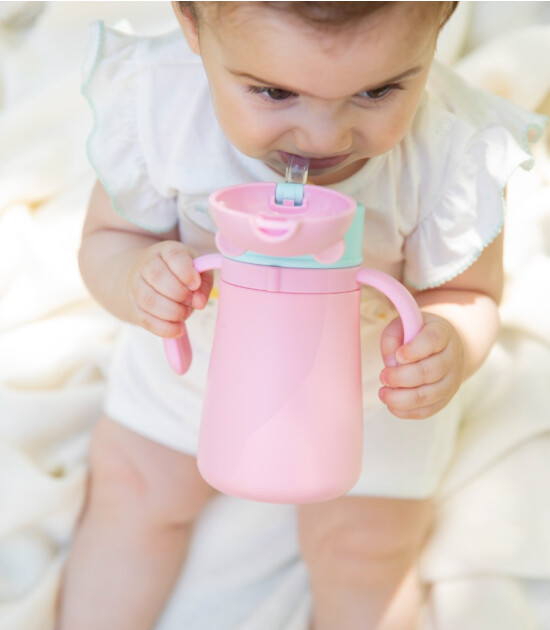 Sipnjoy SippyPals &Ccedil;ocuk Su Termosu (360 ml) // Pembe