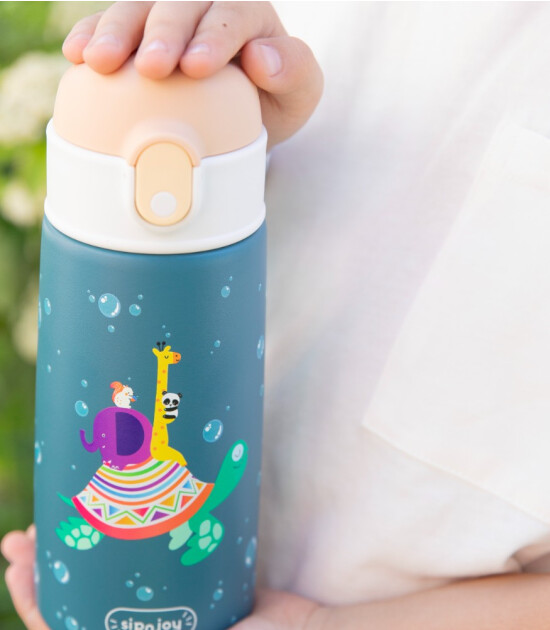 Sipnjoy SipSquad &Ccedil;ocuk Su Termosu (480 ml) // Turtle Voyage