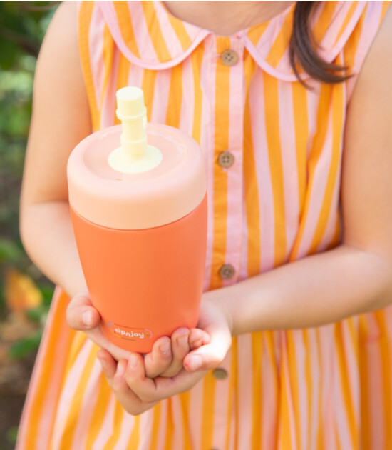 Sipnjoy StrawBuddy Tumbler Termos Pipetli Suluk (360 ml ) // Turuncu