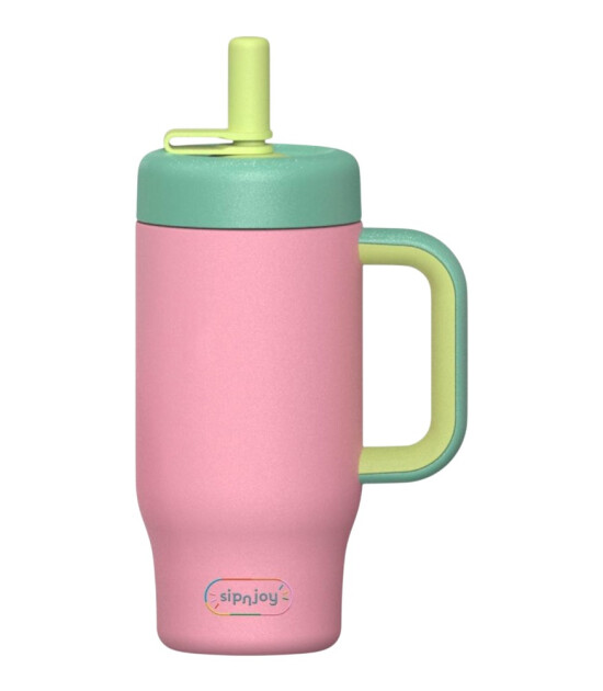 Sipnjoy HandleHug Tumbler Termos Pipetli Suluk (550 ml) // Pudra Pembe