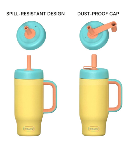 Sipnjoy HandleHug Tumbler Termos Pipetli Suluk (550 ml) // Pudra Pembe