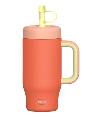Sipnjoy HandleHug Tumbler Termos Pipetli Suluk (550 ml) // Turuncu