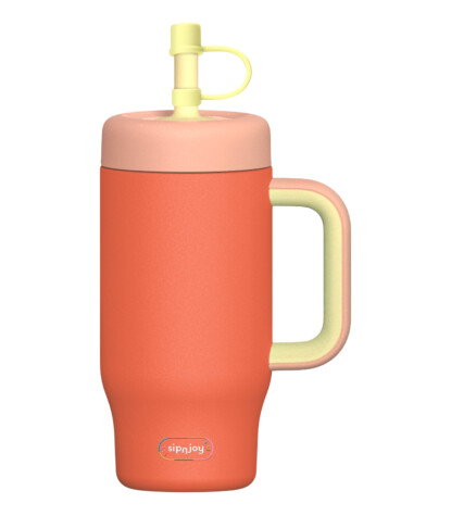 Sipnjoy HandleHug Tumbler Termos Pipetli Suluk (550 ml) // Turuncu