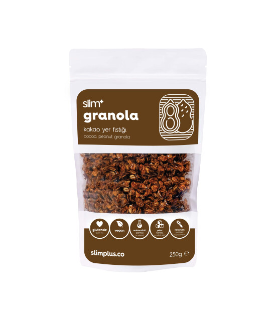 Kakao Yer Fıstığı Glutensiz İlave Şekersiz Vegan Granola 250gr
