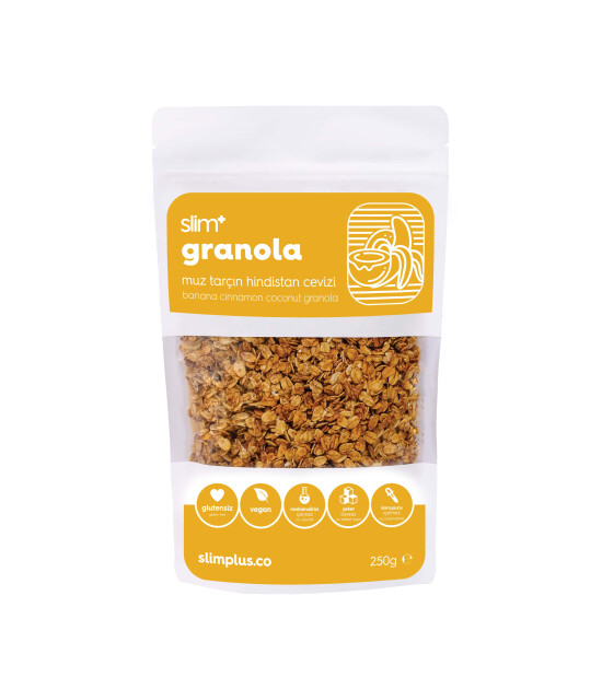 Muz Tarçın Hindistan Cevizi Glutensiz İlave Şekersiz Vegan Granola 250gr