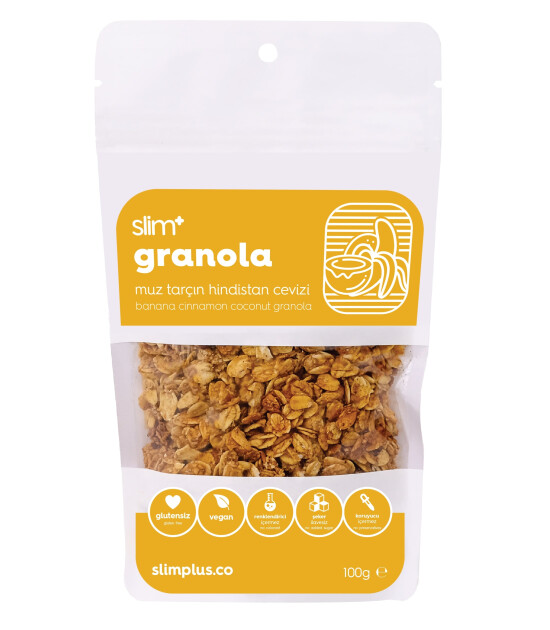 Muz Tarçın Hindistan Cevizi Glutensiz İlave Şekersiz Vegan Granola 100gr