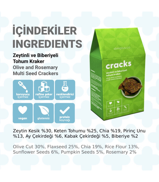 Zeytin Biberiyeli Glutensiz Vegan Tohum Kraker Cracks 50gr
