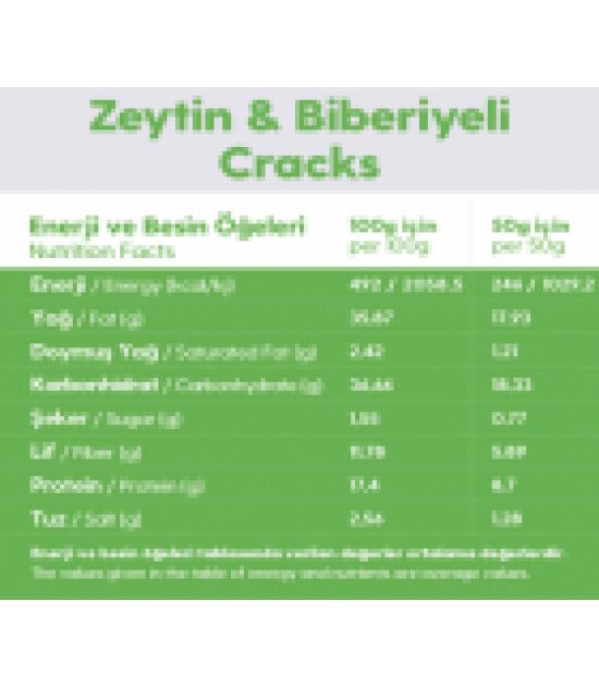 Zeytin Biberiyeli Glutensiz Vegan Tohum Kraker Cracks 50gr