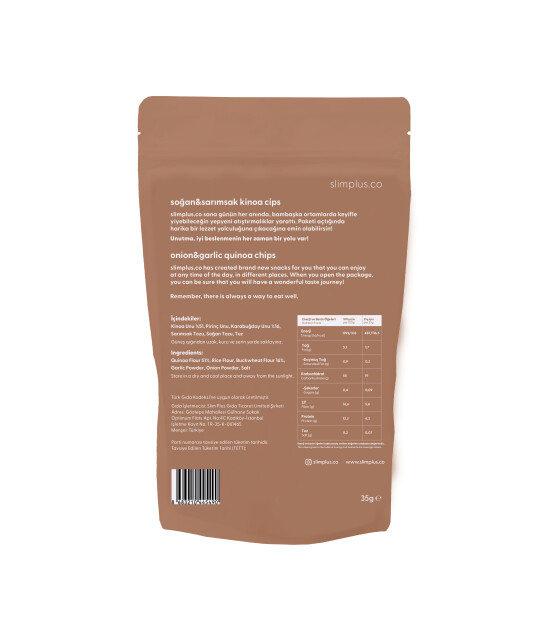 35G Glutensiz Vegan Yağsız Soğan Sarımsak Kinoa Cipsi
