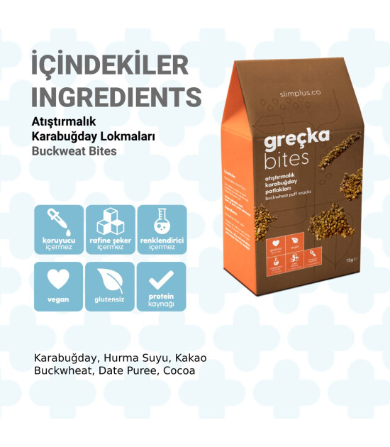SlimPlus Co Glütensiz Kakaolu Karabuğday Greçka Bites