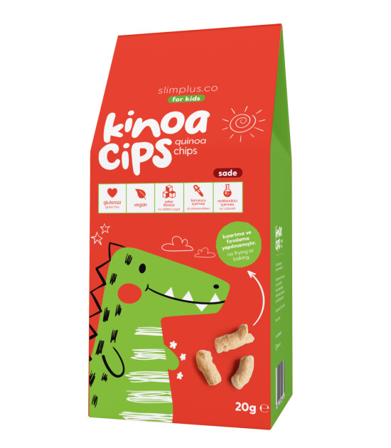  KinoaCipsiSevimliDinozor&ndash;GlutensizVeganYağsız&Ccedil;ocukAtıştırmalıkları(5x20G)