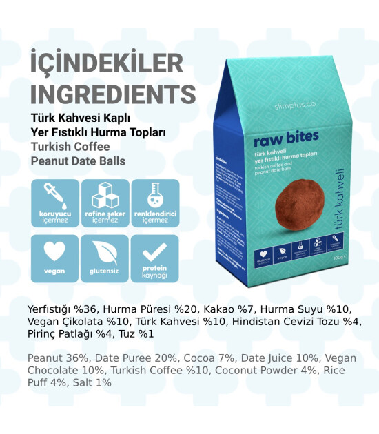 SlimPlus Co Glütensiz Yerfıstıklı Hurma Topları // Türk Kahveli