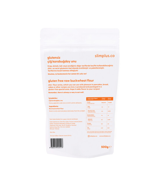SlimPlus Co Glütensiz Çiğ Karabuğday Unu