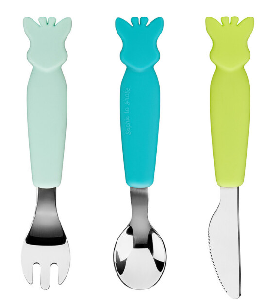 Sophie La Girafe Metal &Ccedil;atal Bı&ccedil;ak Takımı // Mavi