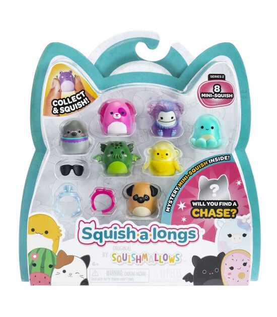 Squishmallows Squish-a-longs 8 Figür + Yüzük Set Seri 2 AL0024