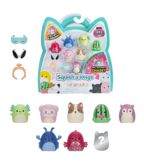 Squishmallows Squish-a-longs 8 Figür + Yüzük Set Seri 2 AL0065