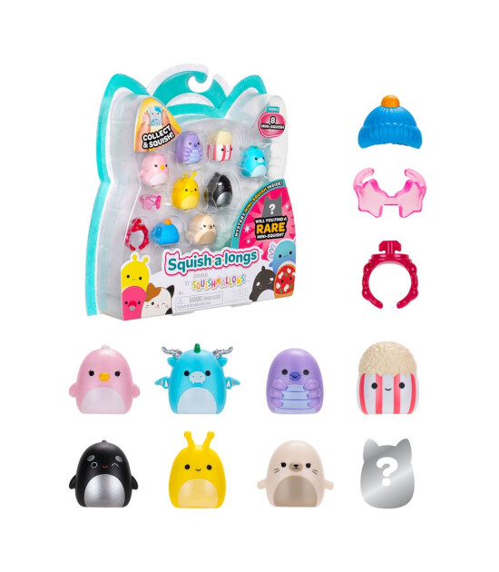 Squishmallows Squish-a-longs Fig&uuml;r ve Y&uuml;z&uuml;k Seti (8 Adet) // Renkli Fig&uuml;rler