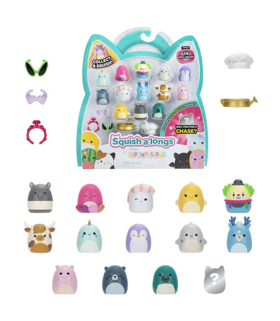 Squishmallows Squish-a-longs 14 Figür + Yüzük Set Seri 2 AL0030