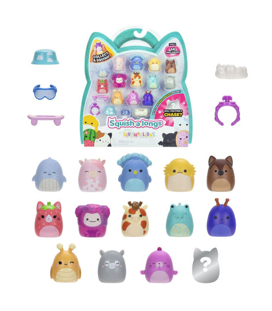 Squishmallows Squish-a-longs 14 Figür + Yüzük Set Seri 2 AL0066
