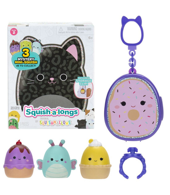 Squishmallows Squish-a-longs 3 Figür + Yüzük Çantalı Sürpriz Paket Seri 2