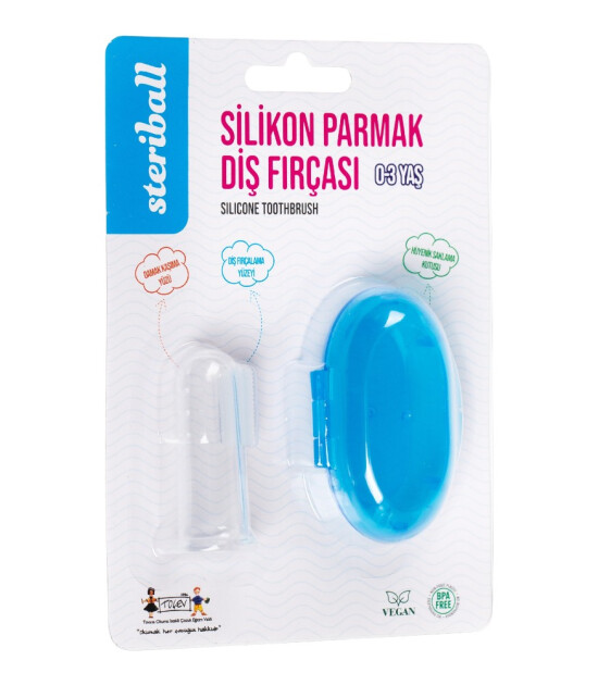 Steriball Bebek Silikon Parmak Diş Fır&ccedil;ası // Mavi