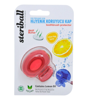 Steriball Diş Fır&ccedil;ası Koruyucu Kap Limon Kokulu // Kırmızı