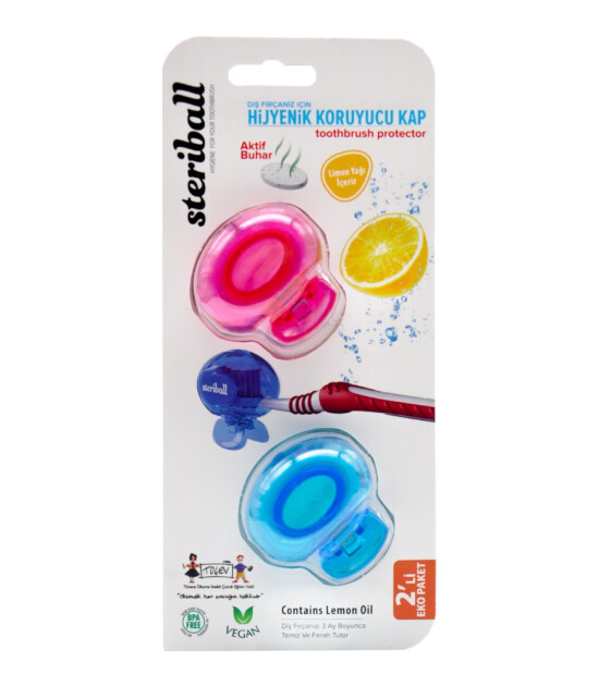 Steriball Yetişkin Diş Fırçası Koruyucu Kap Limon Kokulu (2 Adet)