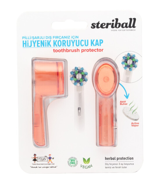 Steriball Elektrikli-Pilli Diş Fırçası Hijyenik Koruyucu Kap (2 Adet) // Turuncu