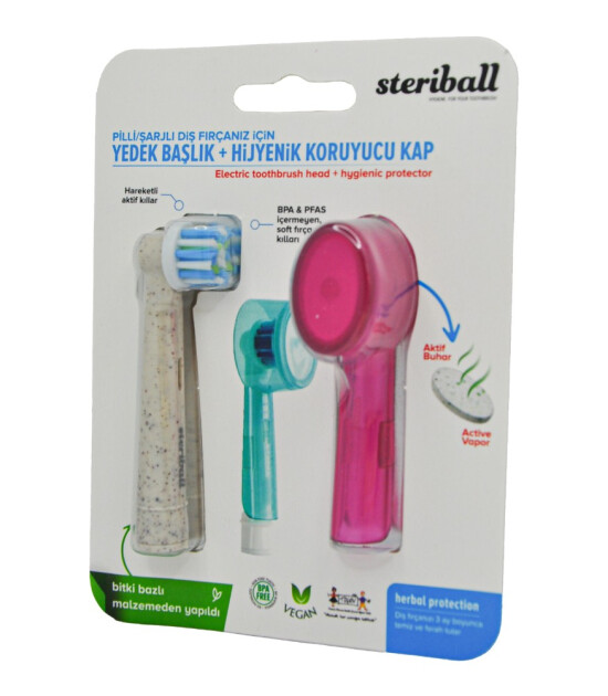 Steriball Elektrikli-Pilli Diş Fırçası Hijyenik Koruyucu Kap (2 Adet) // Pembe - Eşli