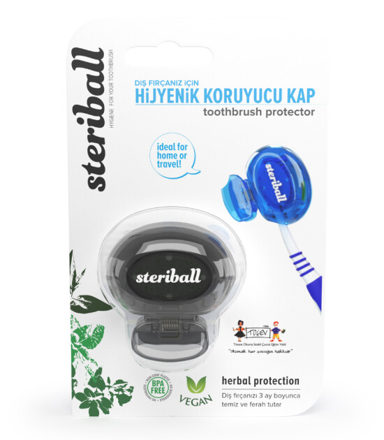 Steriball Diş Fırçası Hijyenik Koruyucu Kap // Siyah