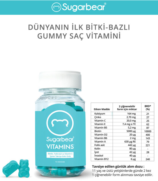 Sugarbear Hair Vitamins - Saç Vitamini (74 Adet)