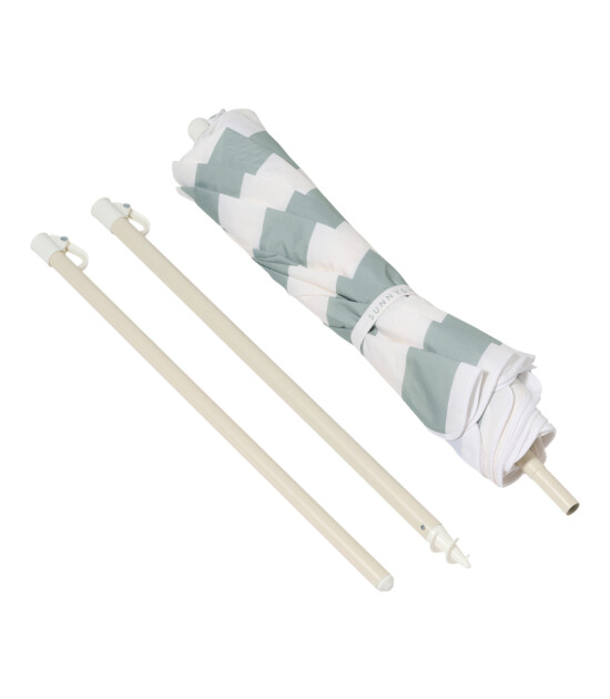 Sunnylife Compact Beach Umbrella Plaj Şemsiyesi // La Palma Sage Stripe