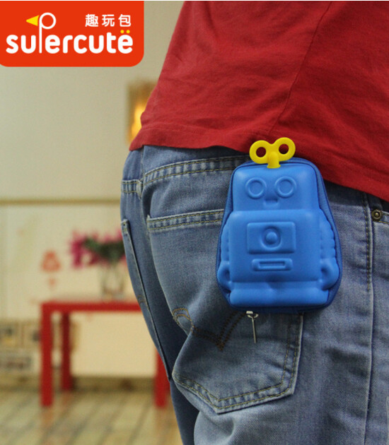 Supercute Mini Anahtar Bozuk Para Çantası // Blue Robot