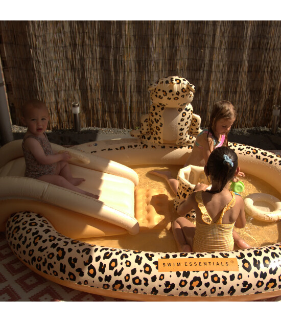 Swim Essentials Fıskiyeli & Kaydıraklı Şişme Oyun Havuzu (210 cm) // Beige Leopard