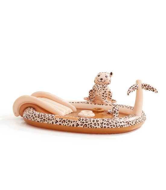 Swim Essentials Fıskiyeli & Kaydıraklı Şişme Oyun Havuzu (210 cm) // Beige Leopard