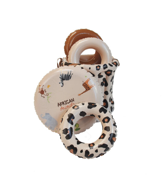 Swim Essentials Fıskiyeli & Kaydıraklı Şişme Oyun Havuzu (210 cm) // Beige Leopard