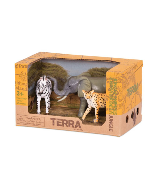 Terra Hayvan Figür Seti // Orman (Zebra - Fil - Çita)