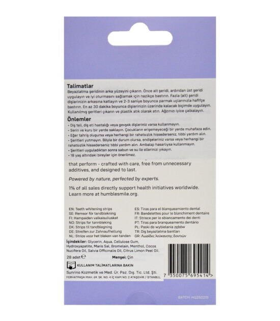 The Humble Co. Diş Beyazlatma Bandı // Nane