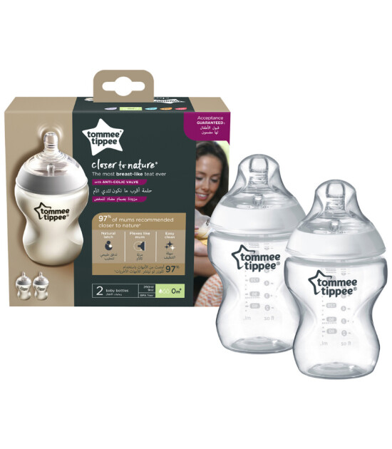 Tommee Tippee Closer to Nature PP Biberon - 2'li Set (260 ml) // Beyaz