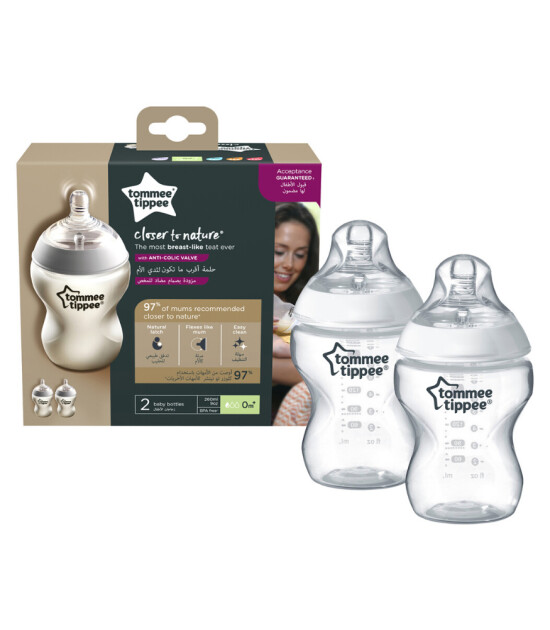 Tommee Tippee Closer to Nature PP Biberon - 2'li Set (260 ml) // Beyaz