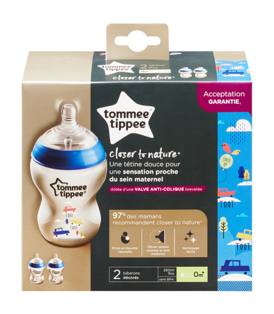 Tommee Tippee Closer to Nature PP Biberon -2'li Set (260 ml) // Mavi