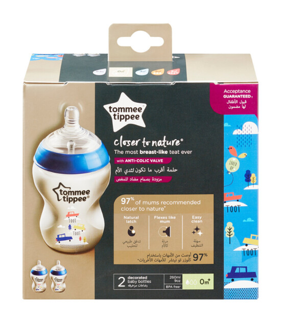 Tommee Tippee Closer to Nature PP Biberon -2'li Set (260 ml) // Mavi