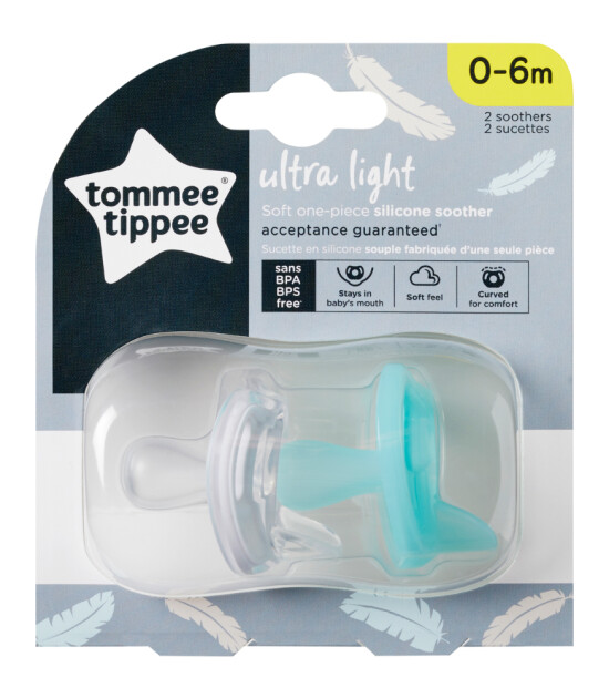 Tommee Tippee Ultra Hafif Silikon Emzik 2'li Set (0-6 Ay) // Beyaz - Yeşil