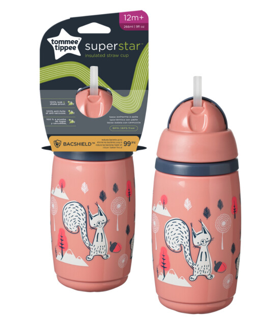 Tommee Tippee Isı Yalıtımlı Pipetli Bardak // Pink