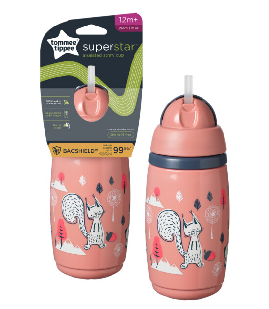 Tommee Tippee Isı Yalıtımlı Pipetli Bardak // Pink