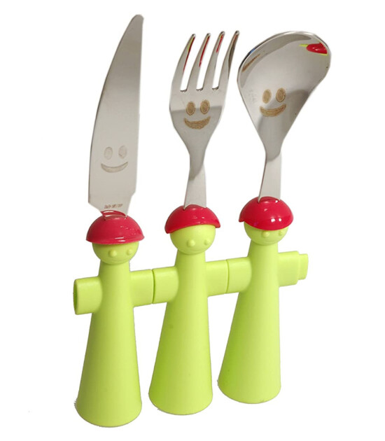 Trebimbi Puppets Çocuk Çatal Bıçak Seti // Yeşil
